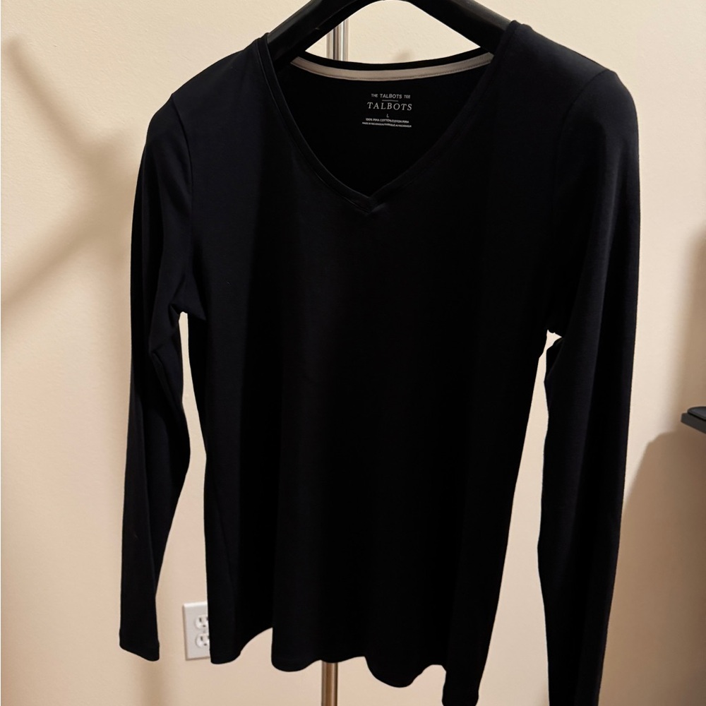 Talbots Black Pima Cotton Tee